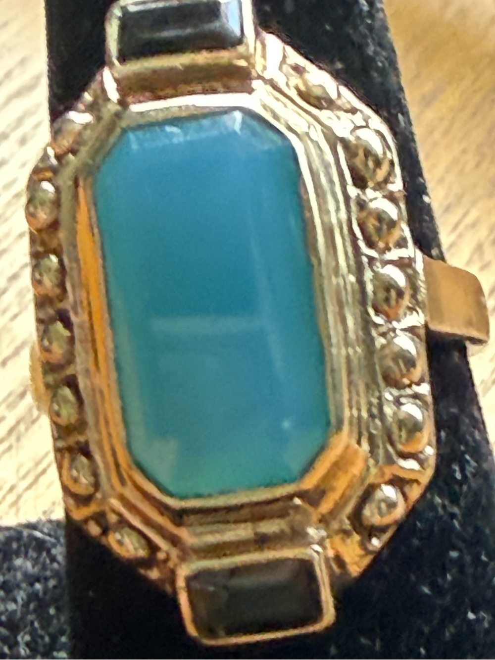 Vtg Ring Nicky Butler w/ authentic Blue Chalcedony & Smokey Quartz Gold Ring 8.5